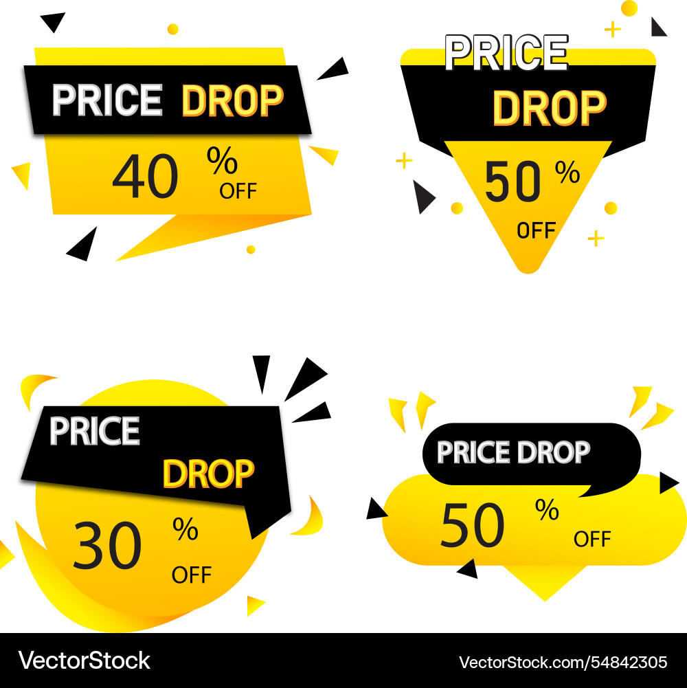 Gradient price drop label set Vector Image