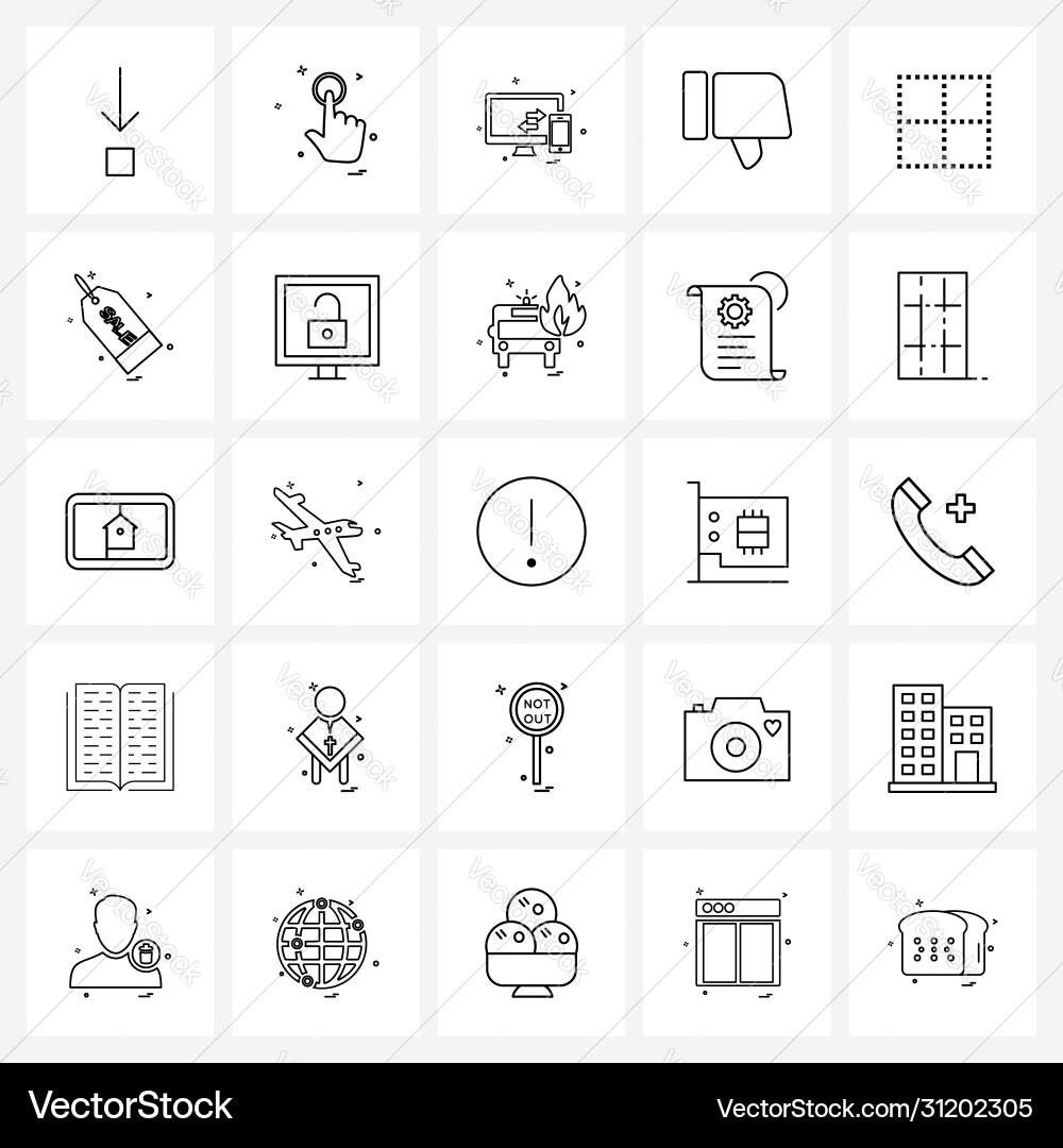 Isolated symbols set 25 simple line icons Vector Image