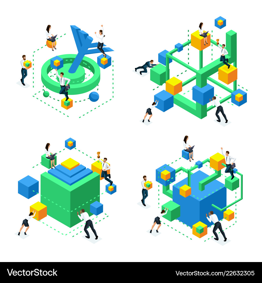 Isometric brain development concept creating neur Isometric brain development concept creating neur vector image
