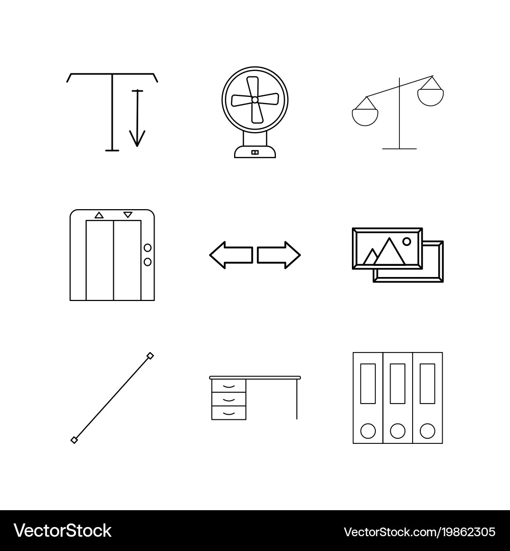 Office linear icon set simple outline icons vector image