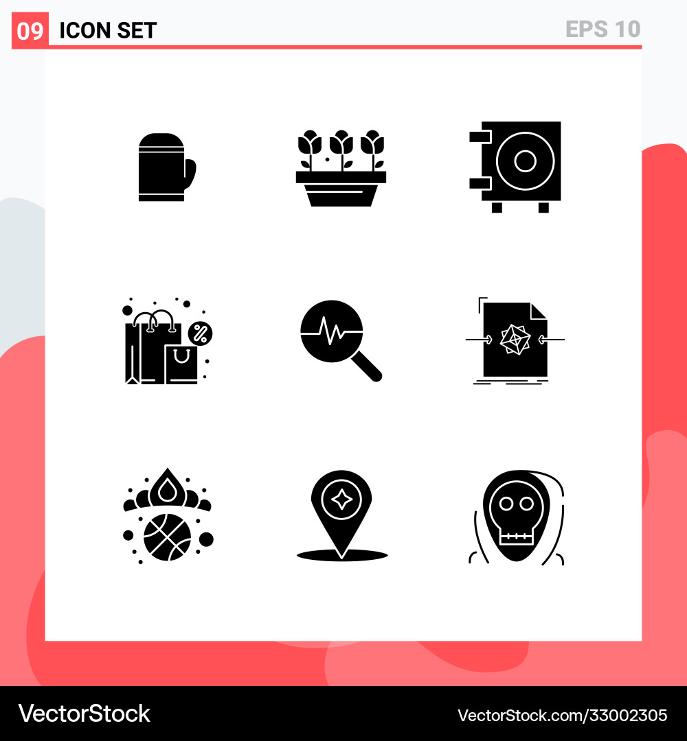 Pictograph set 9 simple solid glyphs graph Vector Image