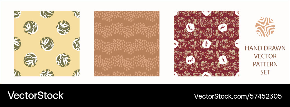 Polka dot blockprint seamless pattern set Polka dot blockprint seamless pattern set vector image