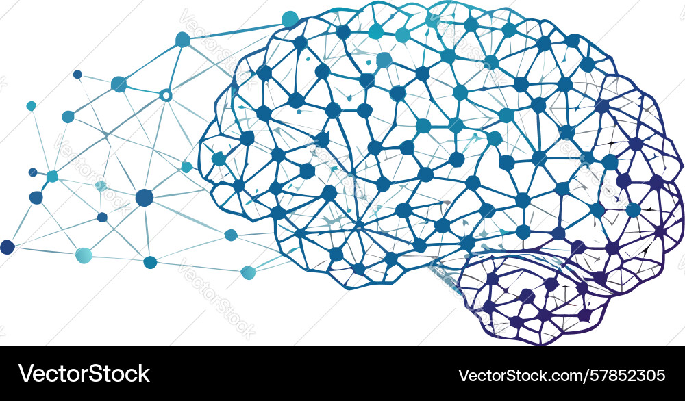 Polygonal brain network symbolizing advanced ai vector image