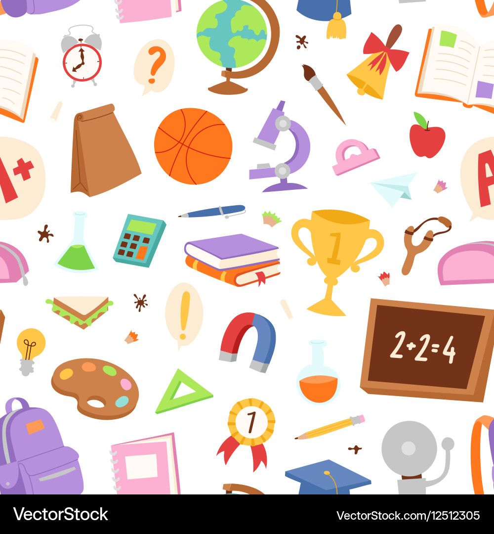School icons seamless pattern background vector image