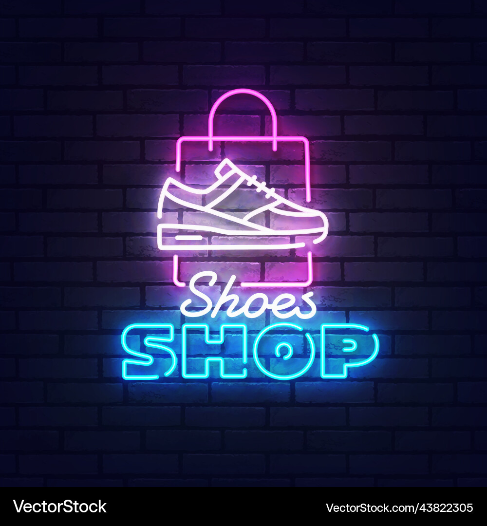 Schuhe Shop Neon Schild helle Schildleuchte Schuhe Shop Neon Schild helle Schildleuchte vektorbild