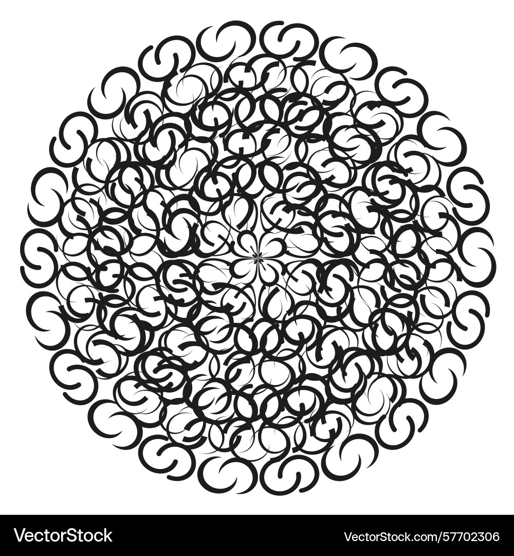 Circular swirl cluster dense loop pattern spiral Circular swirl cluster dense loop pattern spiral vector image