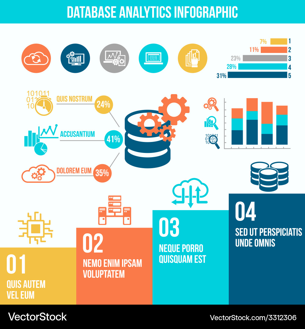 Database analytics infographics vector image