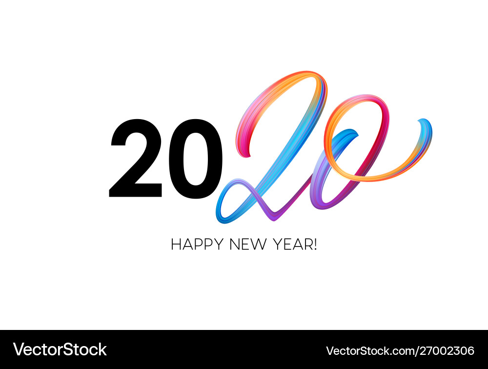 Happy new year 2020 lettering greeting Happy new year 2020 lettering greeting vector image
