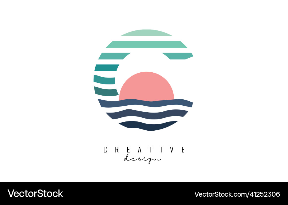 Letter c logo design with gradient lines and red Letter c logo design with gradient lines and red Vector Image
