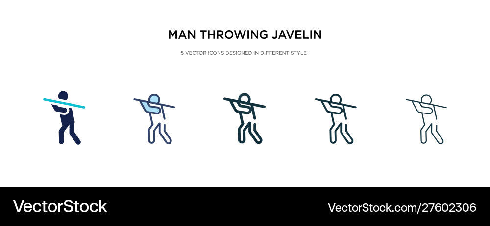 Man throwing javelin icon in different style two Man throwing javelin icon in different style two Vector Image