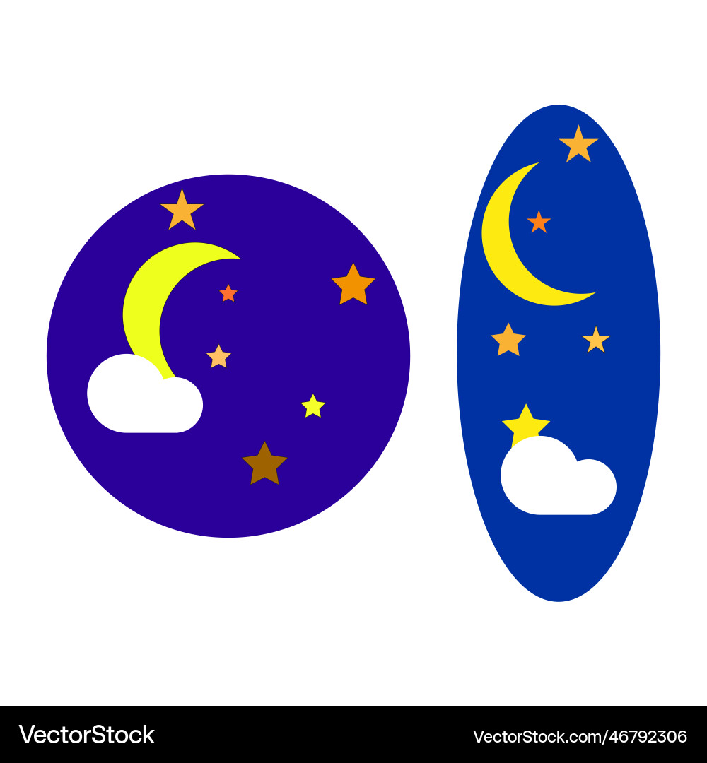 Month clouds blue circle poster design Month clouds blue circle poster design vector image