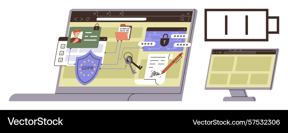 Online privacy and data security with file Online privacy and data security with file vector image