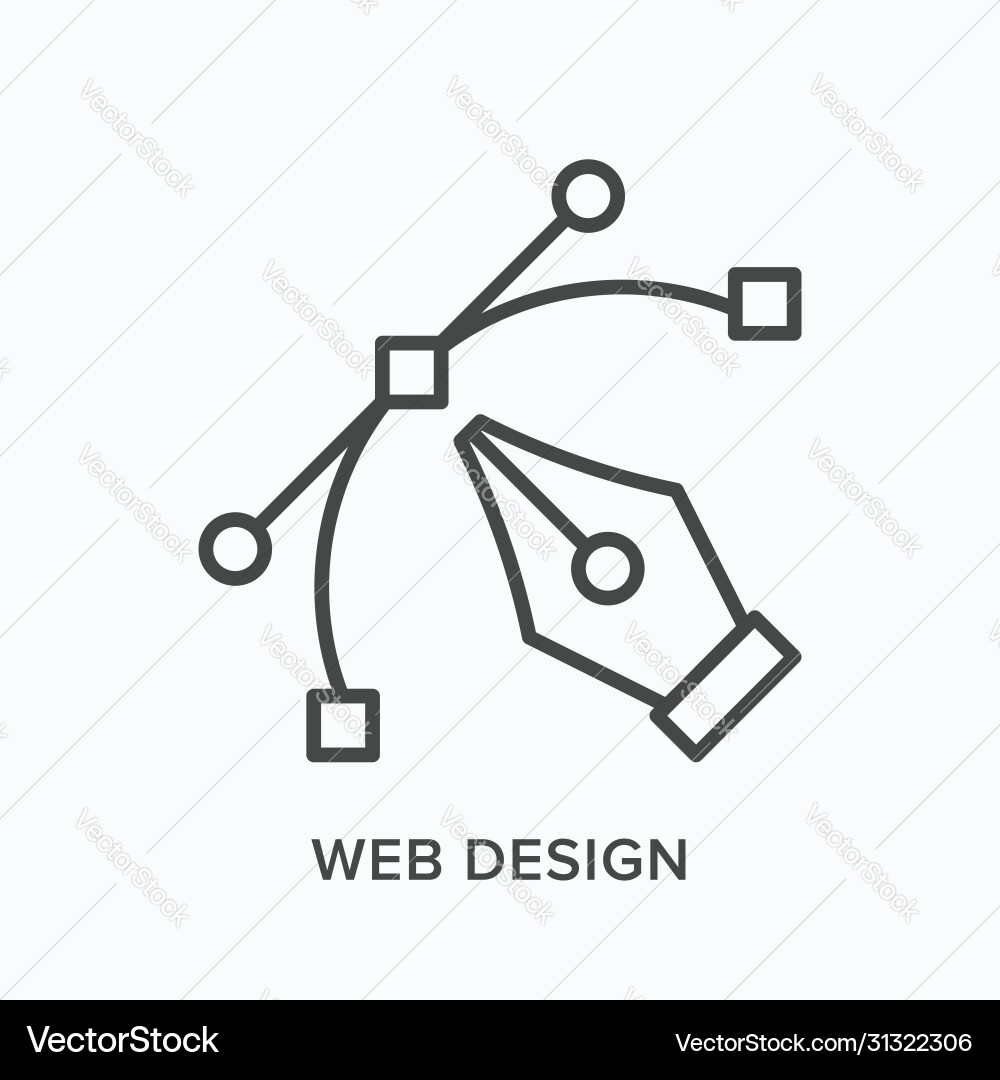Pen Tool Icon - Line Art vector image