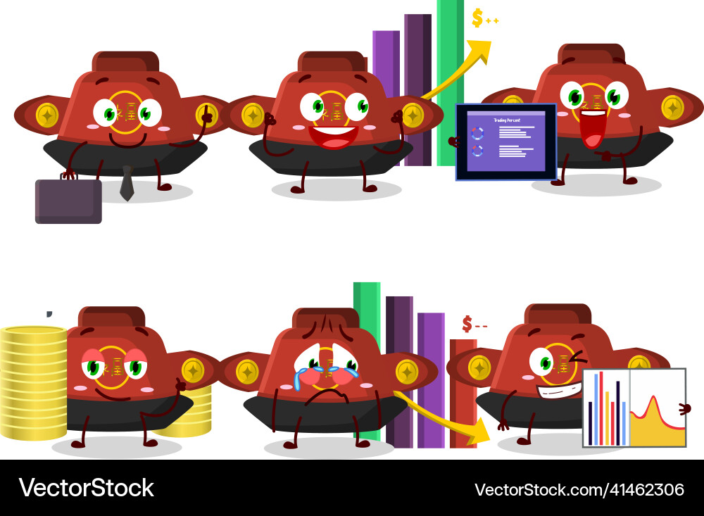 Red chinese hat character designs as a trader Vector Image