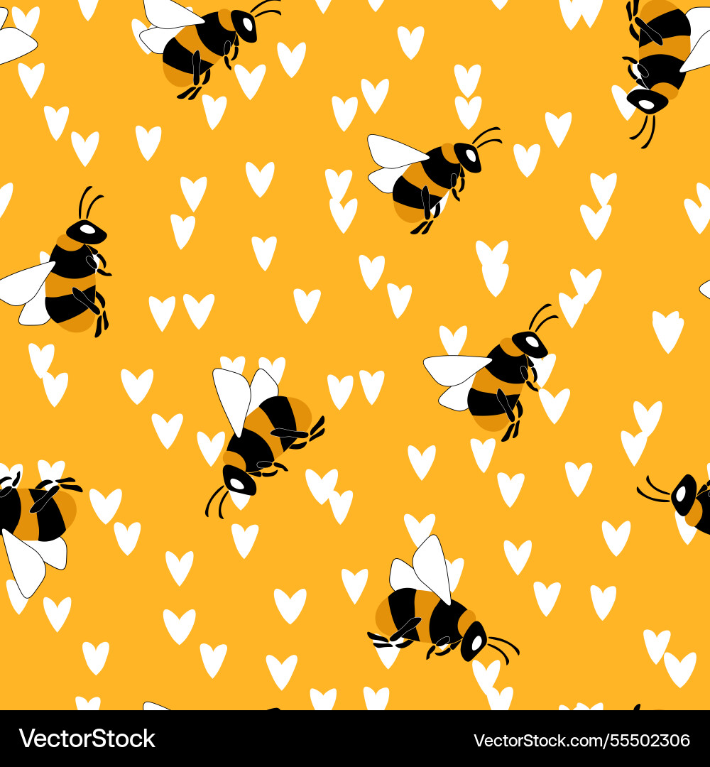 Seamless pattern with bees on color background Vector Image