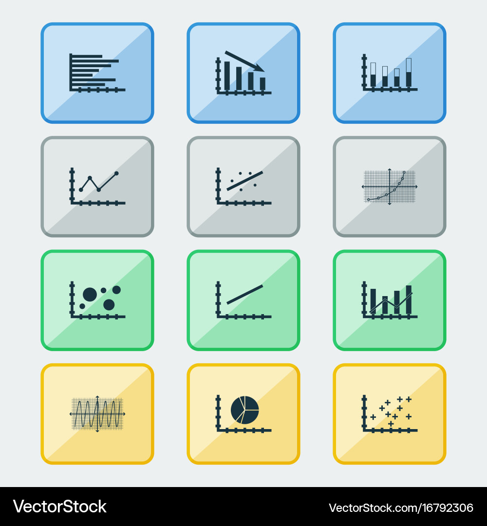 Set of graphs diagrams and statistics icons vector image