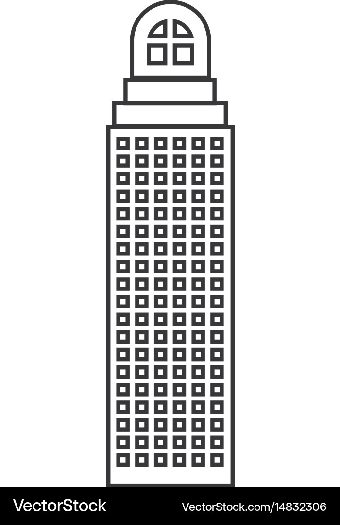 Silhouette of building skyscraper with cusp window vector image
