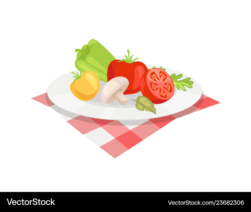 Vegetable plate isolated icon cartoon style Vegetable plate isolated icon cartoon style vector image