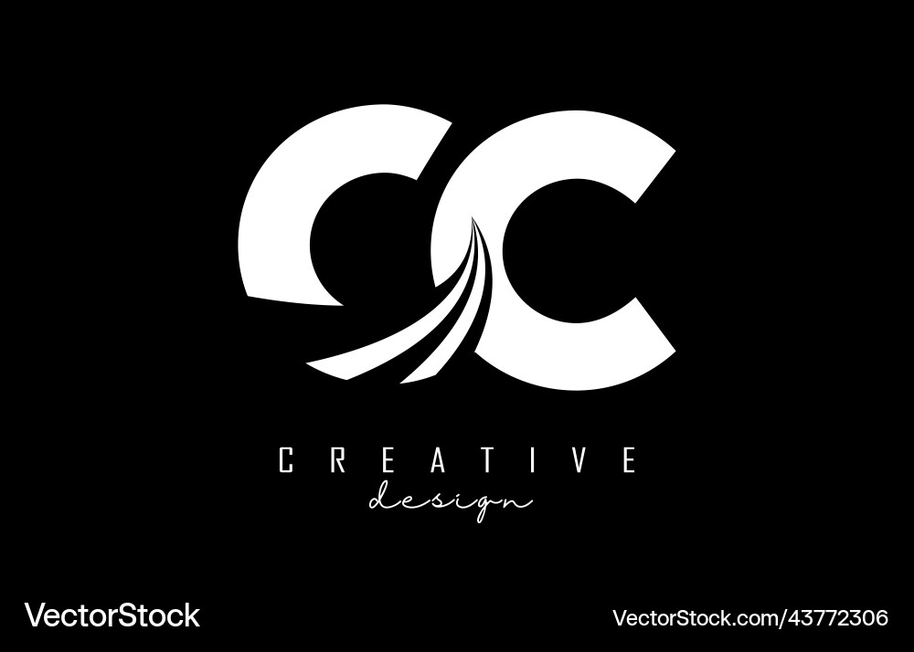 Weiße Buchstaben cc c Logo mit führenden Linien Weiße Buchstaben cc c Logo mit führenden Linien vektorbild