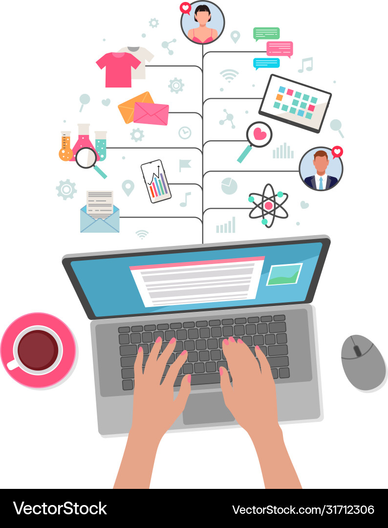 Work on computer Work on computer vector image