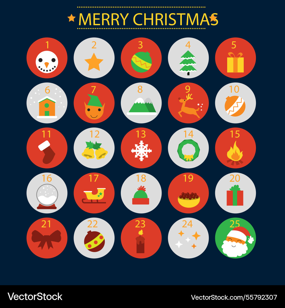 Advent calendar with round shapes Vector Image