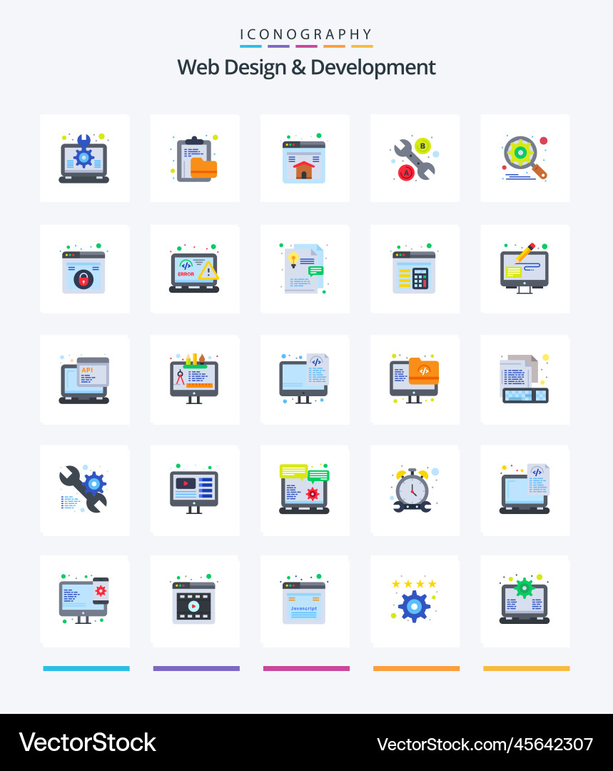 Creative web design and development 25 flat icon vector image