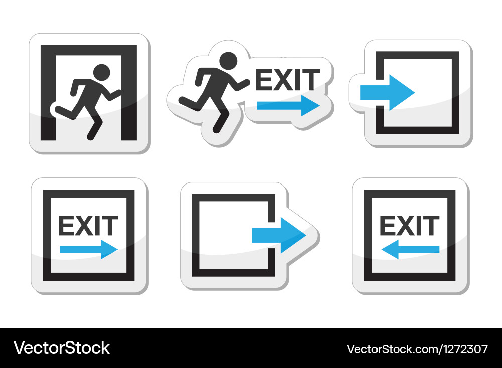 Emergency Exit Icons Set Vector Image