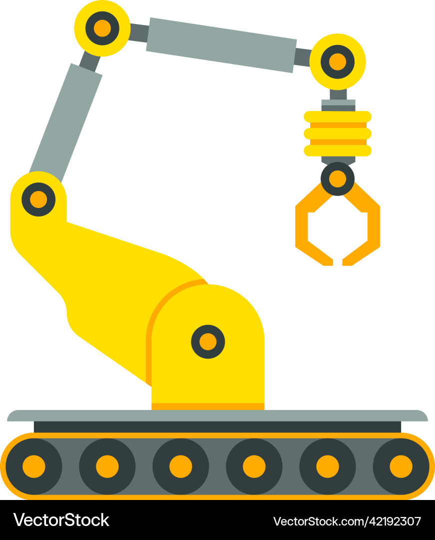 Factory robot hand mechanic arm yellow icon vector image