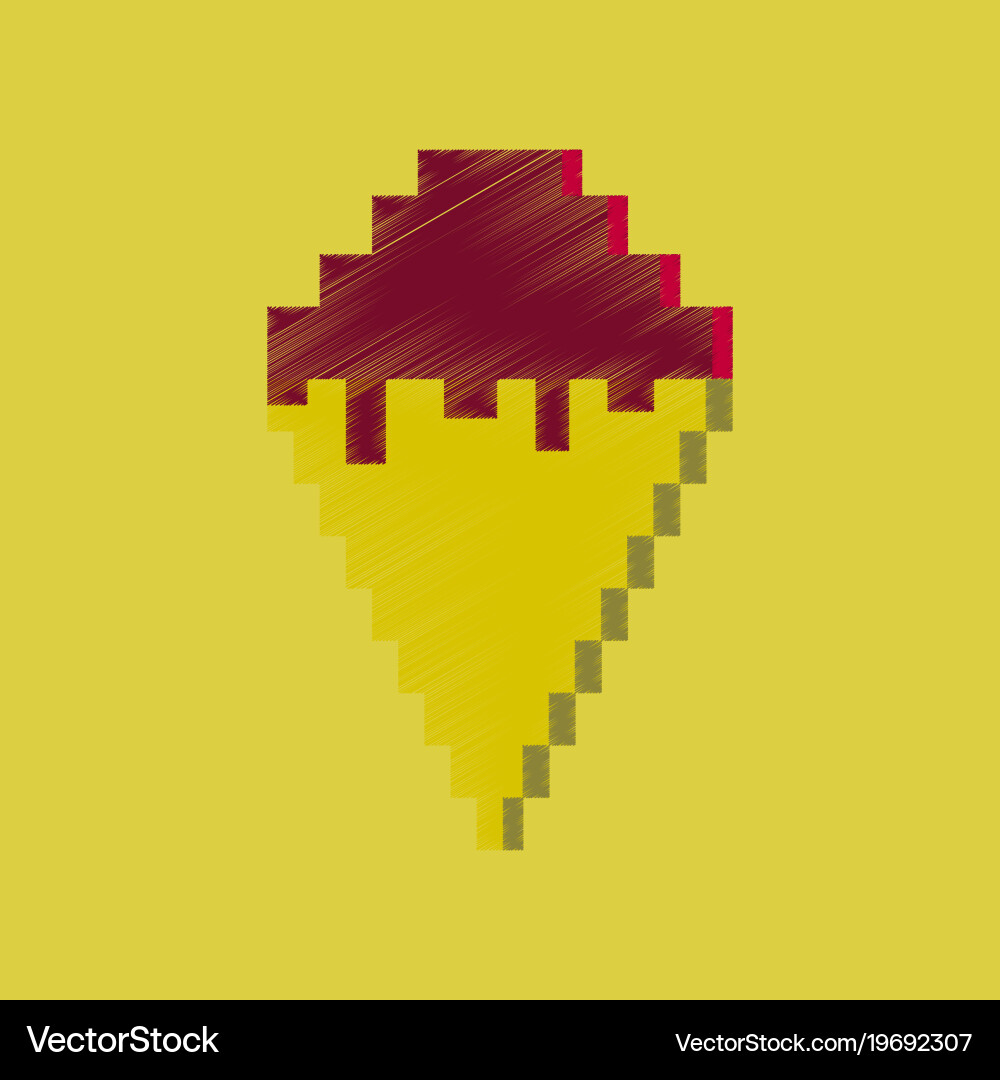 Flat shading style icon pixel ice cream cone Vector Image