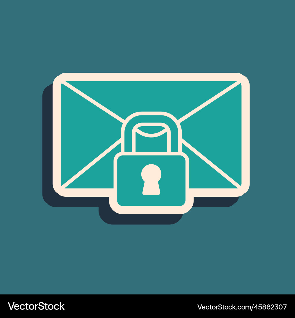 Green mail message lock password icon isolated Vector Image