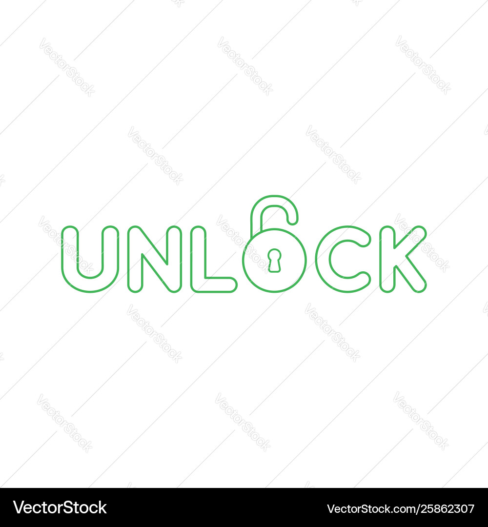 Icon concept unlock text with opened padlock Vector Image