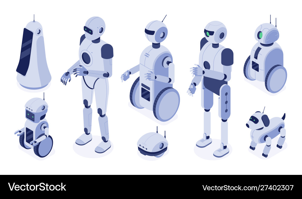 Isometric Robot Collection vector image
