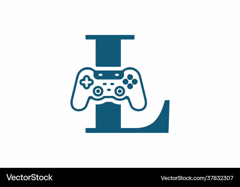 L initial letter with joystick shape L initial letter with joystick shape Vector Image