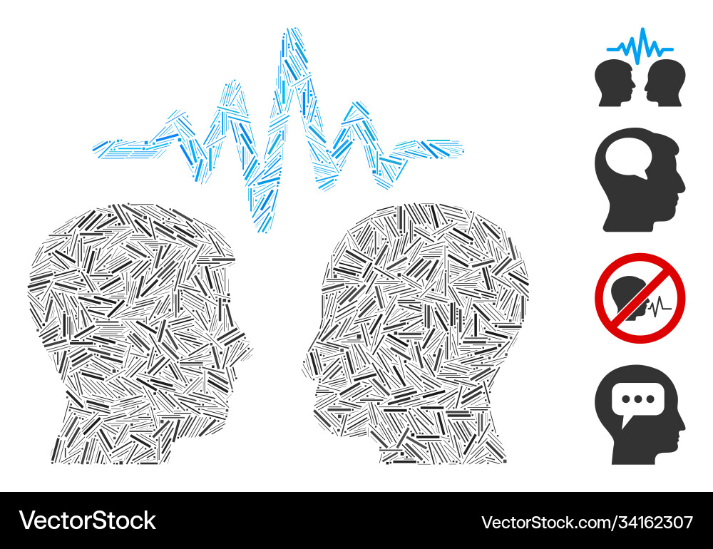 Linear user dialog signal icon mosaic Linear user dialog signal icon mosaic vector image
