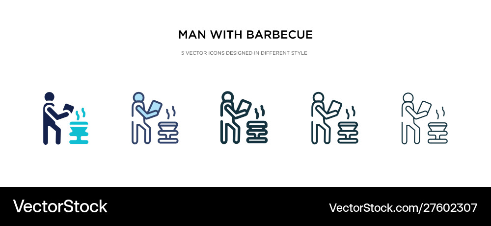 Man with barbecue icon in different style two Man with barbecue icon in different style two vector image