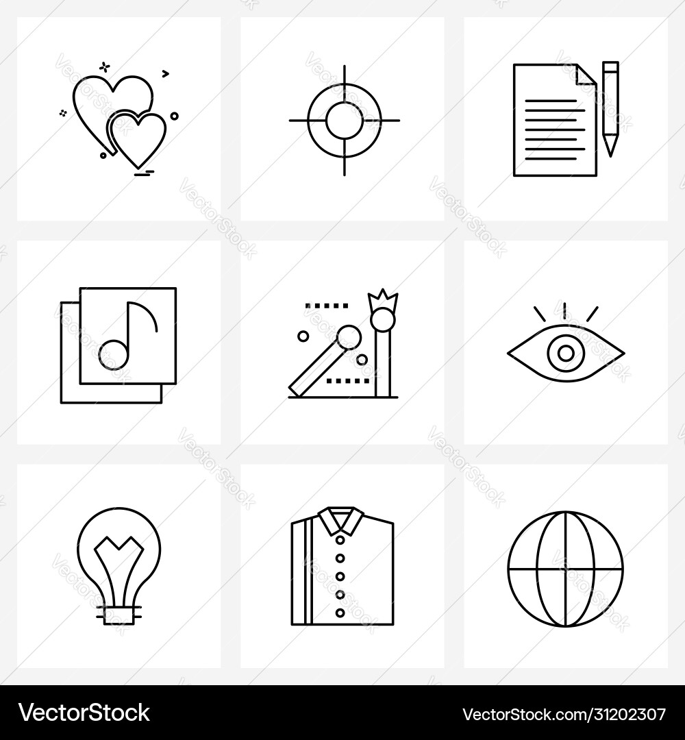 Modern style set 9 line pictograph grid based Vector Image