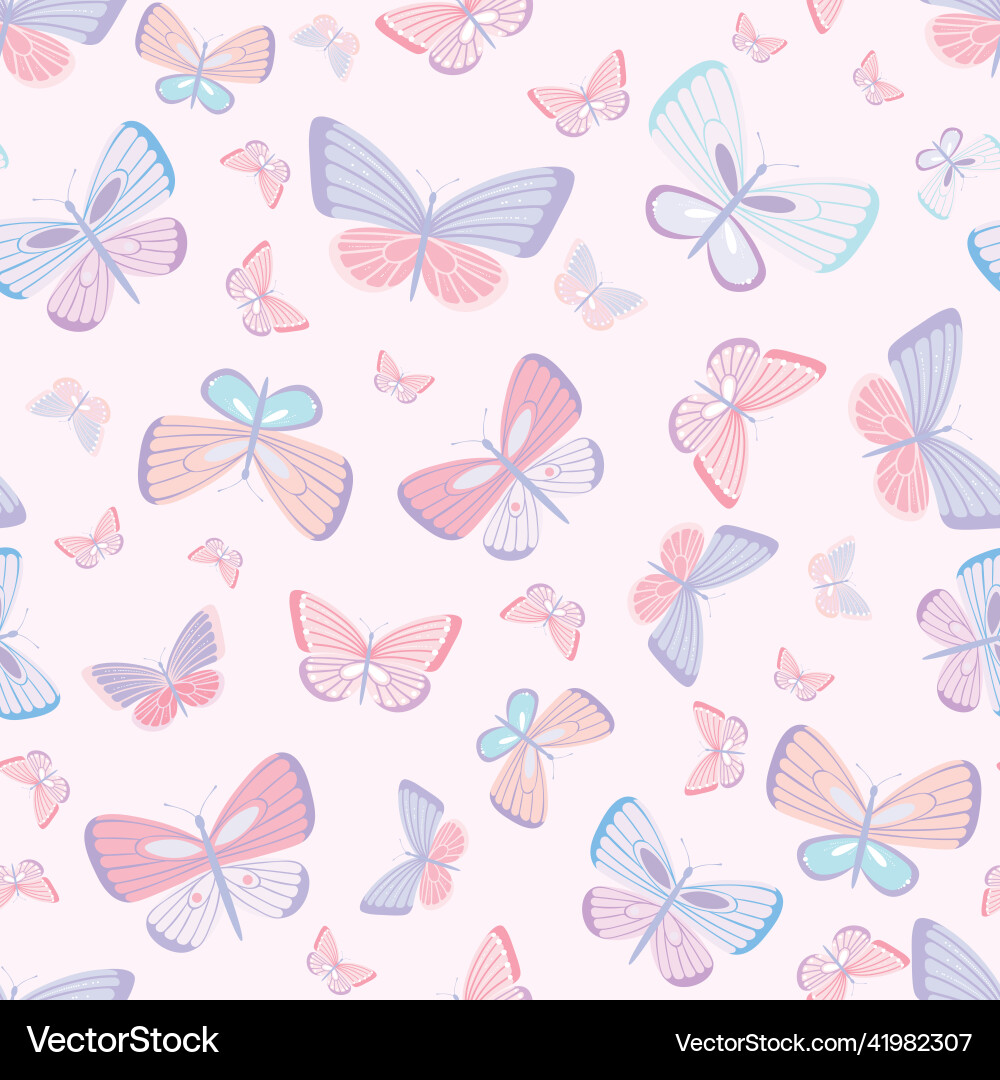 Pastel butterfly seamless repeat pattern design Pastel butterfly seamless repeat pattern design Vector Image