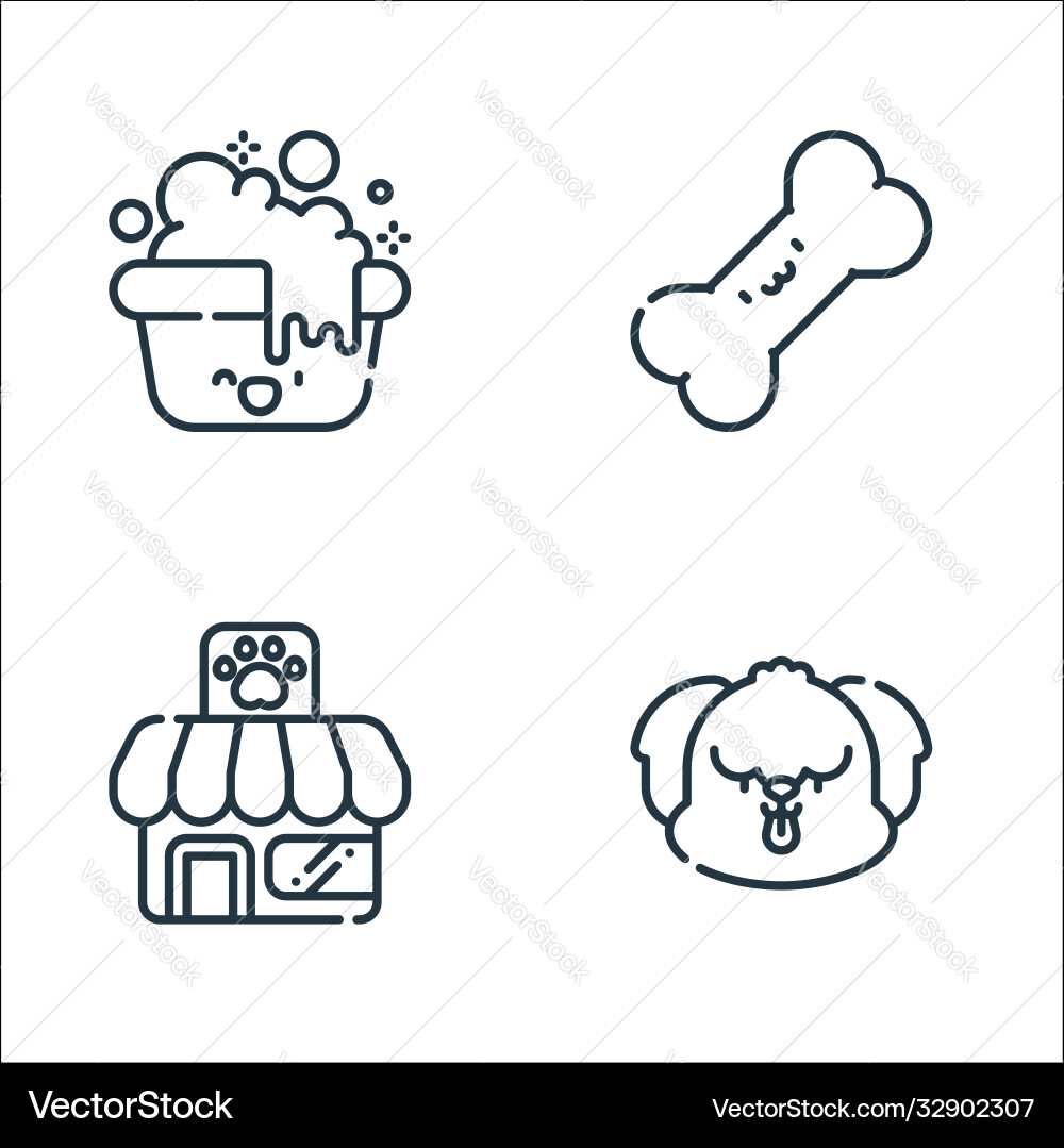 Pets line icons linear set quality vector image