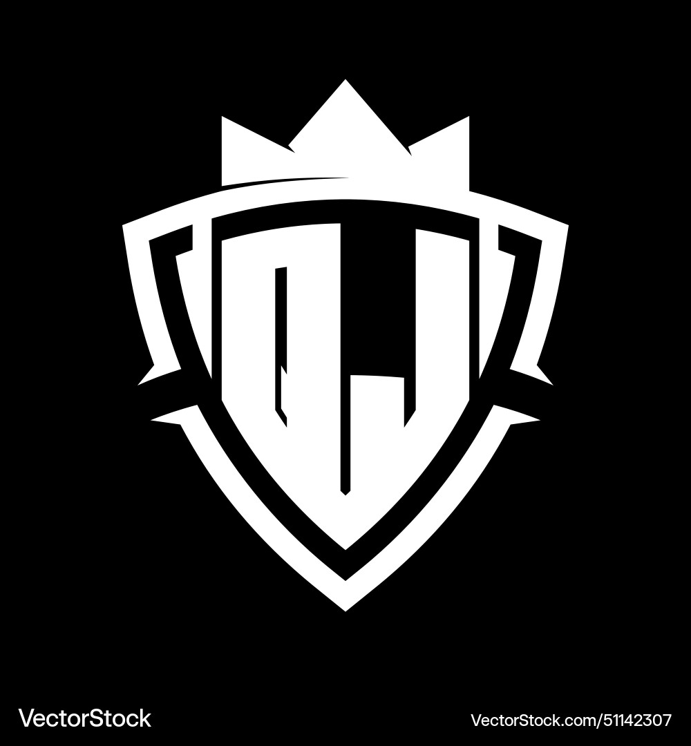 Qj letter monogram with triangle curve shield Qj letter monogram with triangle curve shield Vector Image