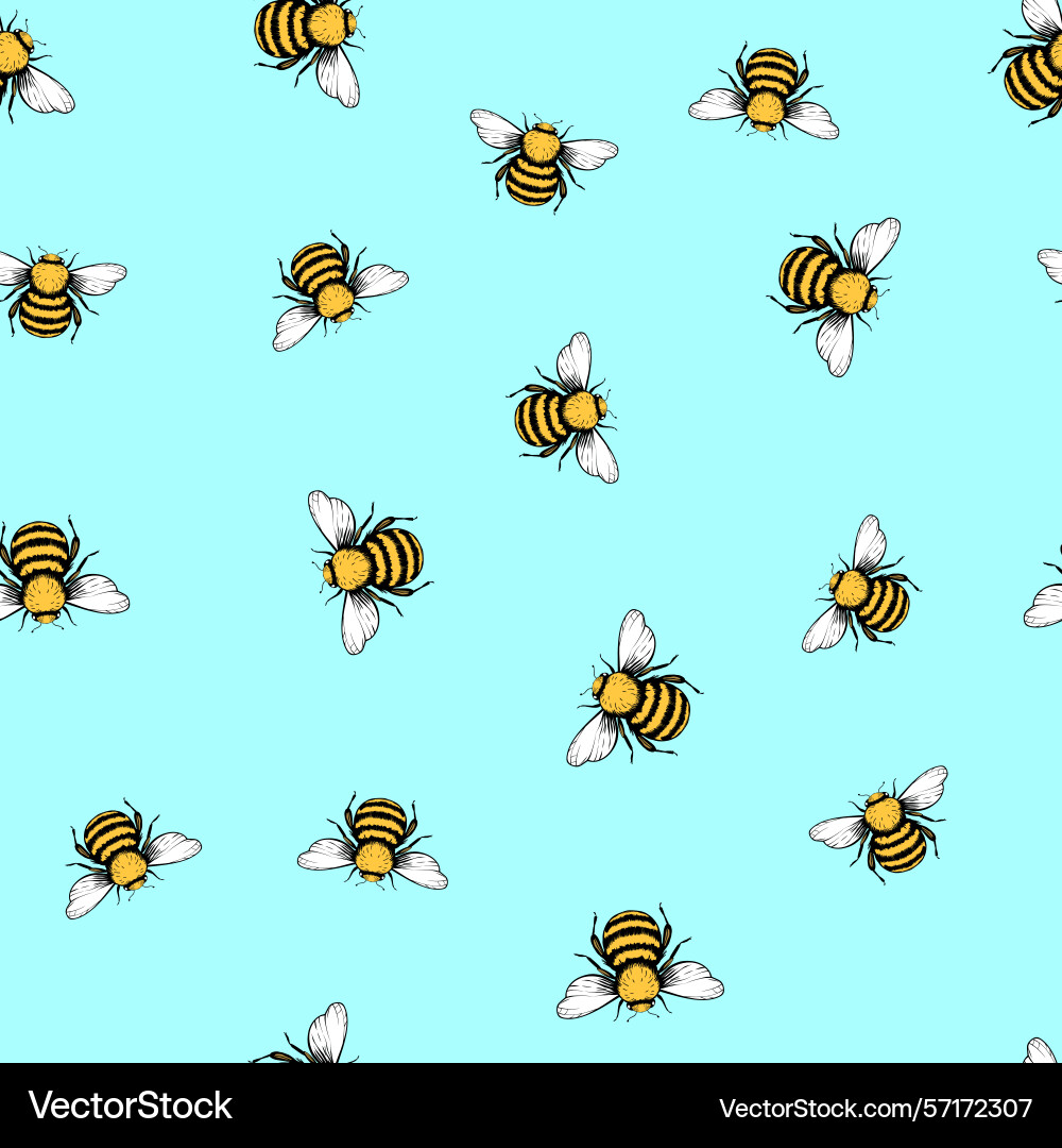 Seamless pattern with bees small wasp Seamless pattern with bees small wasp vector image
