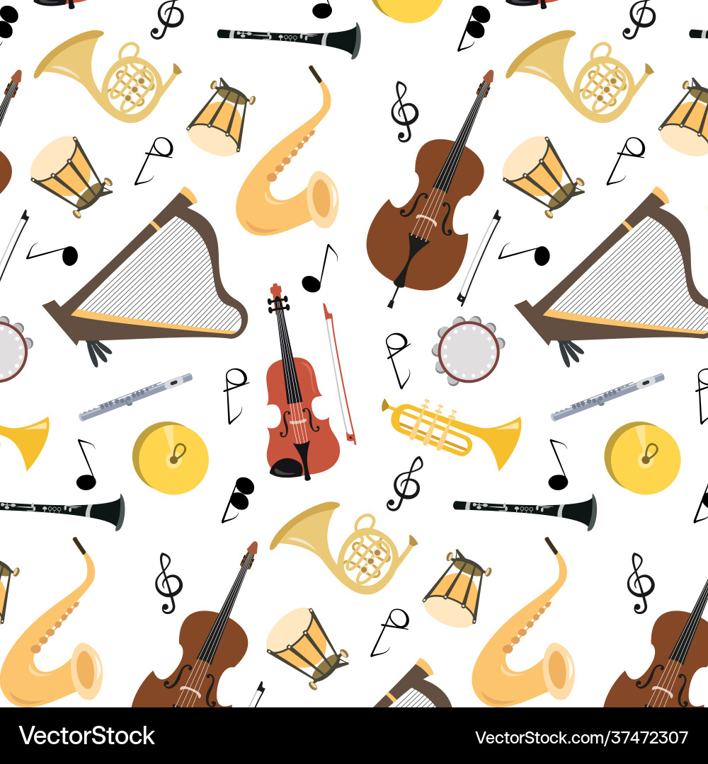 Seamless pattern with musical instruments Seamless pattern with musical instruments vector image