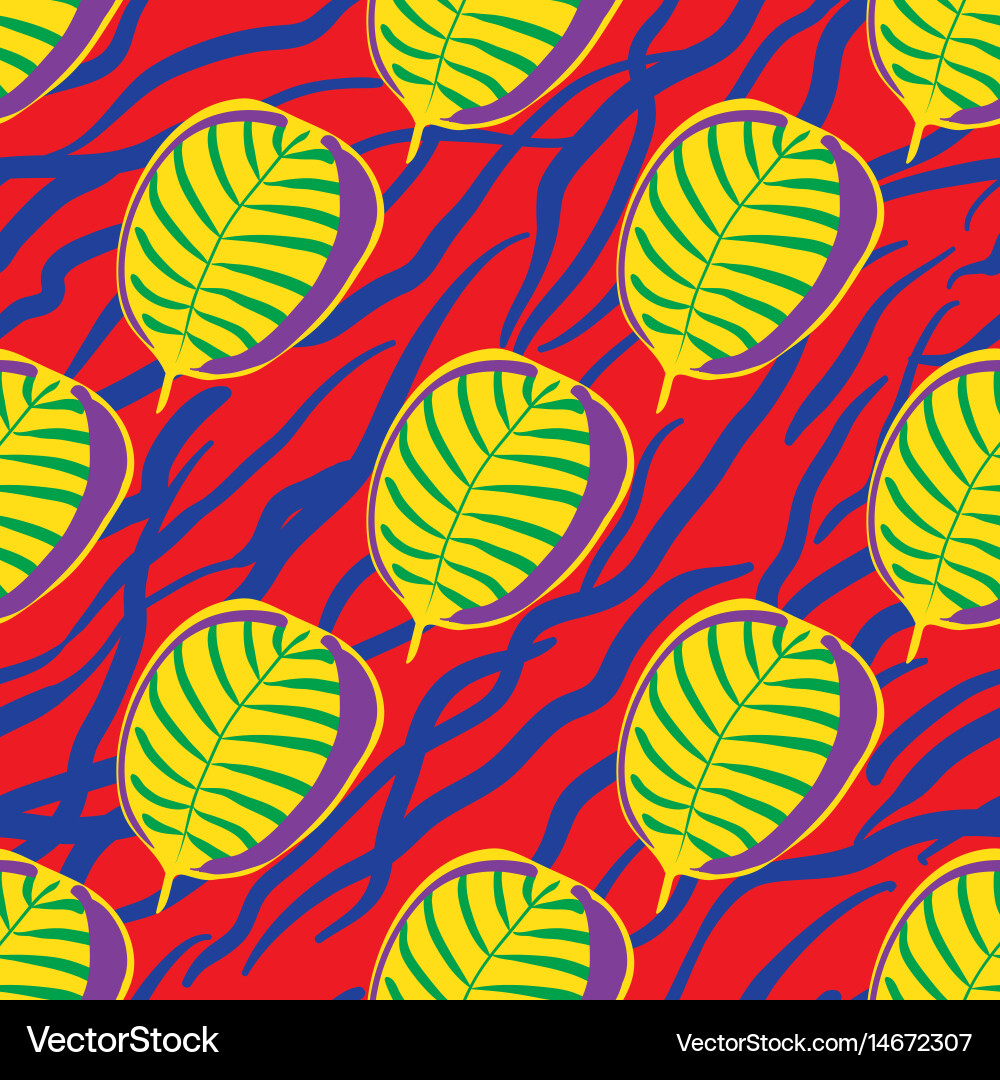 Seamless trendy pattern design with leafs Vector Image