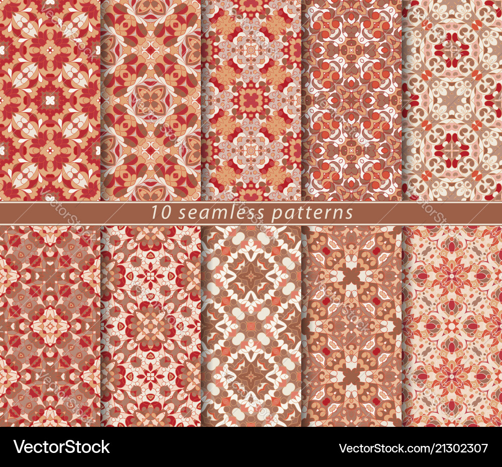 Set of ten seamless abstract patterns Set of ten seamless abstract patterns vector image