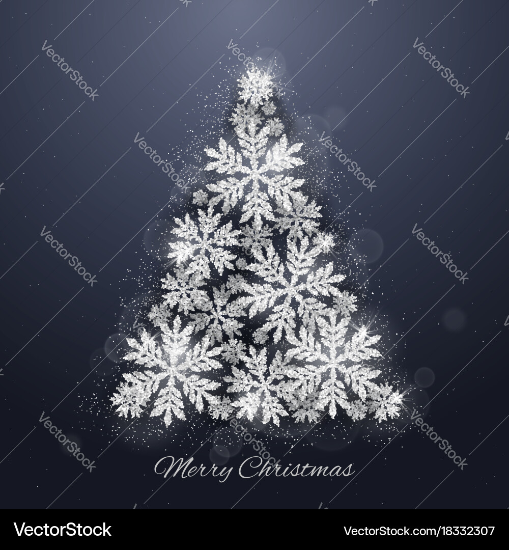 Silver Glittering Snowflake Christmas Background Vector Image