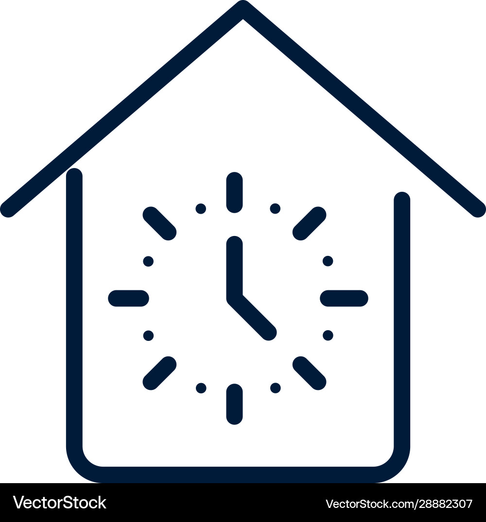Time clock house linear design vector image