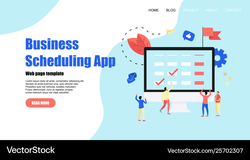 Webpage template business scheduling app Vector Image