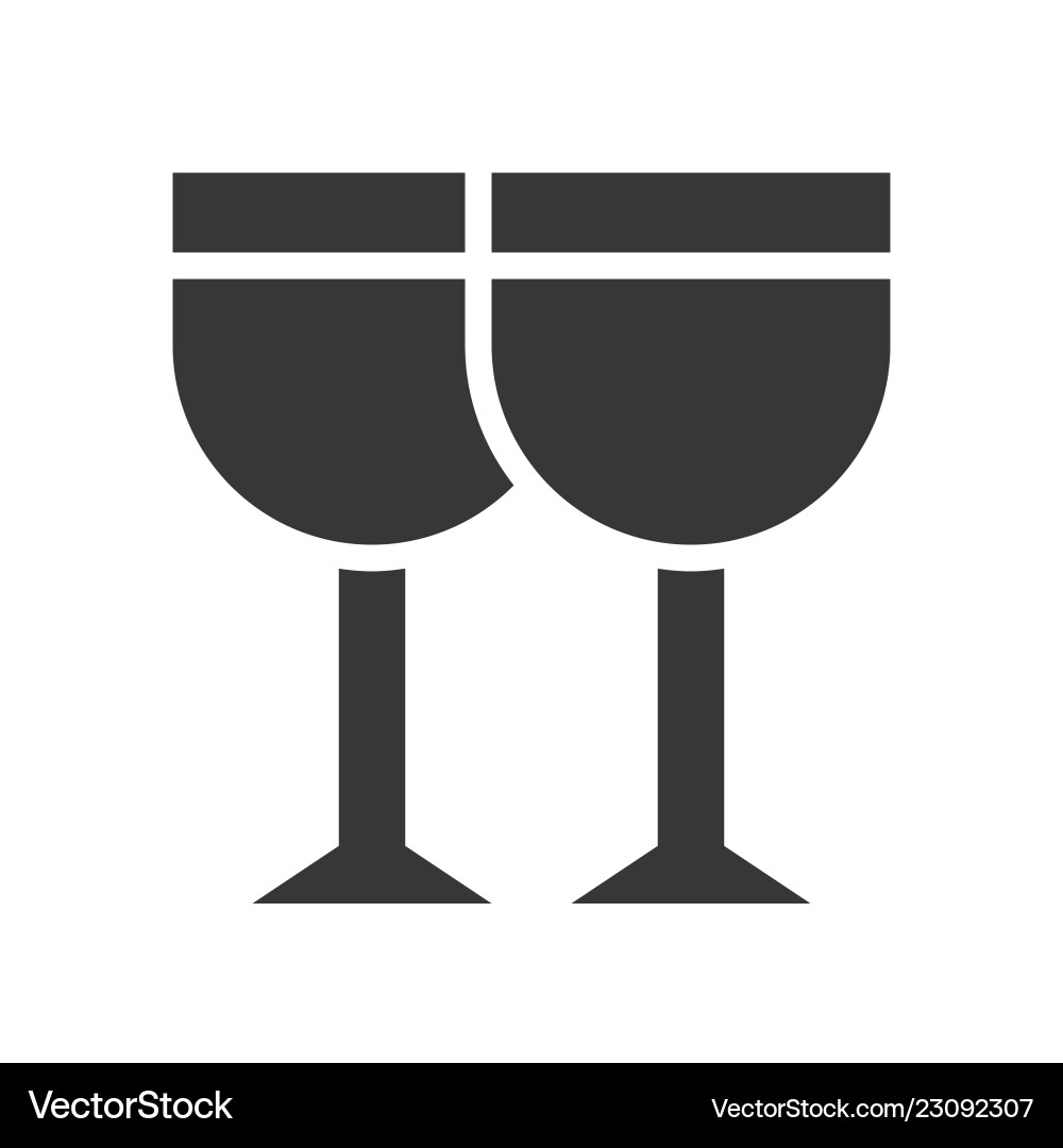 Wine glasses christmas related solid style icon Vector Image