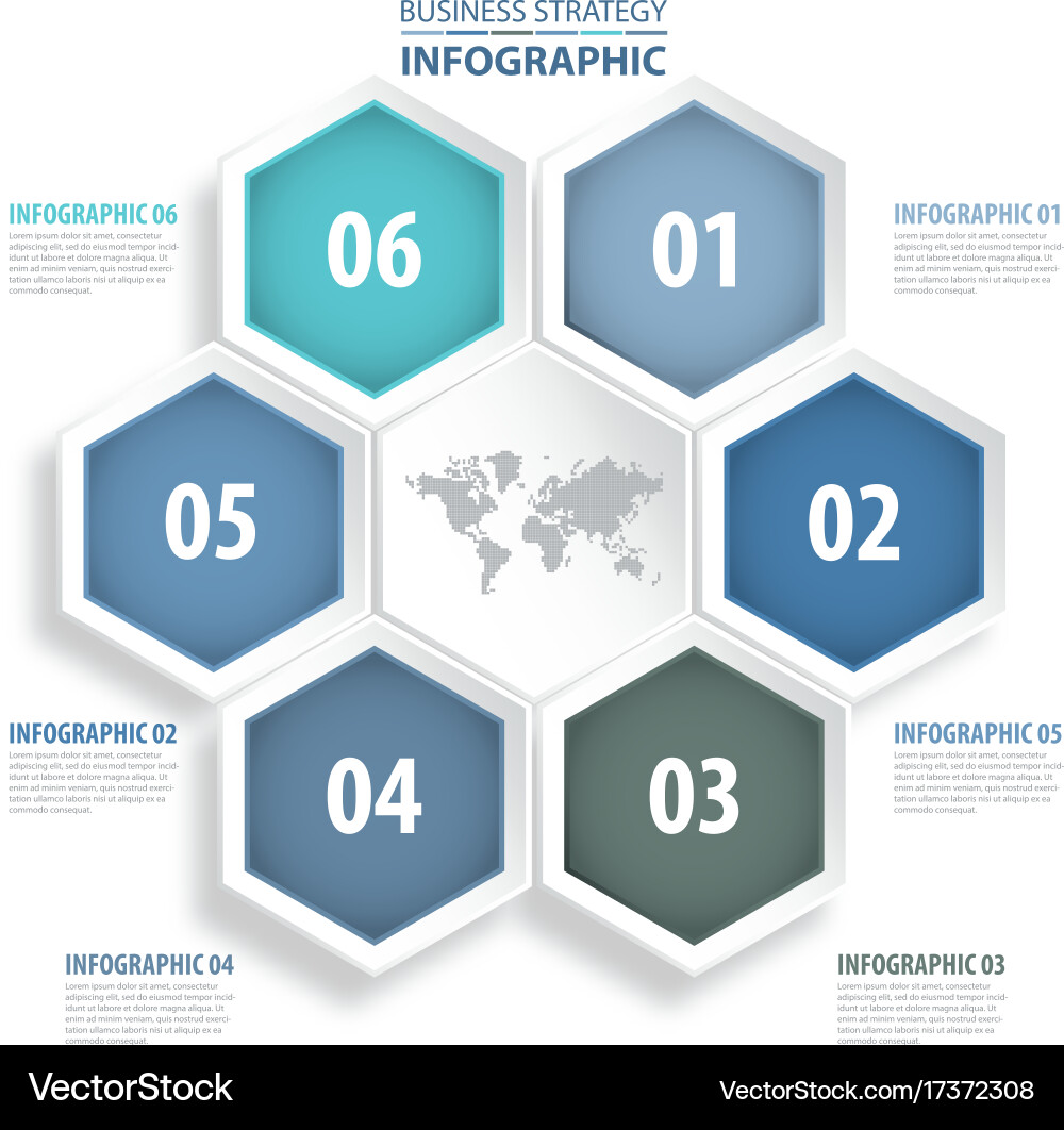 6 modern and clean hexagon design elements vector image