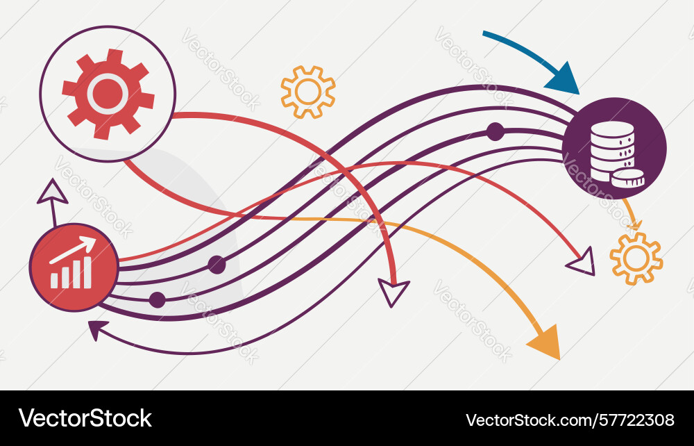 Abstract lines flowing with data icons vector image