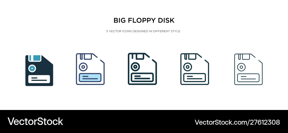 Big floppy disk icon in different style two Vector Image